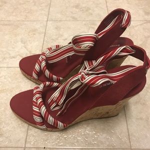 Banana Republic peppermint striped wedge heels